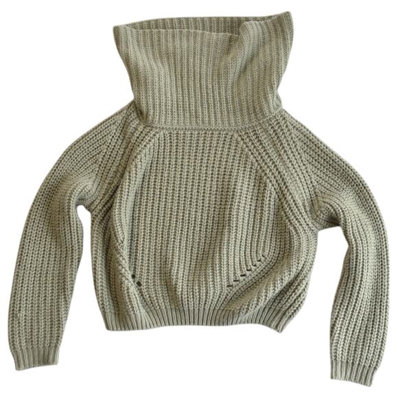 Moon & Madison Sage Green Chunky Knit Cowl Neck Cropped Boxy Sweater Size XS - Picture 3 of 4